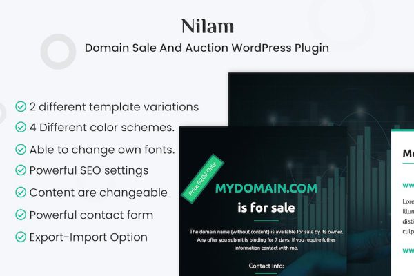 Nilam - Domain For Sale & Auction Plugin WordPress Eklentisi