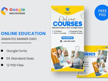 Online Courses Education HTML5 Banner Ads GWD Yazı Tipi
