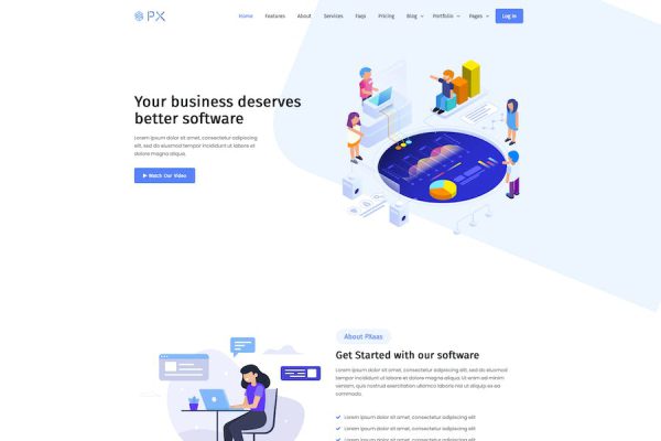 PXaas - App & Software Landing Page Theme WordPress Teması