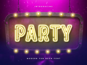 Party - Modern Fun Neon Font Yazı Tipi