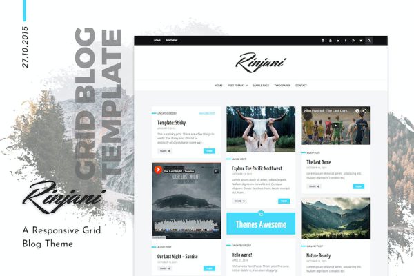 Personal Grid Blog - Rinjani WordPress Teması