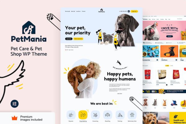 PetMania - Pet Care & Shop - Elementor Pro Theme WordPress Teması