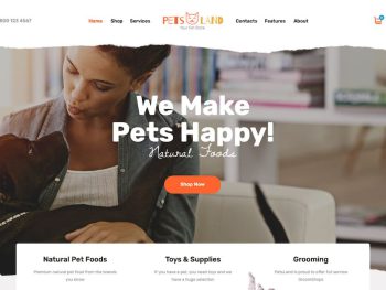 Pets Land - Domestic Animals Shop & Veterinary WP WordPress Teması