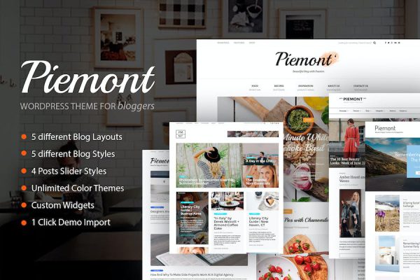 Piemont - Travel & Lifestyle  Blog theme WordPress Teması