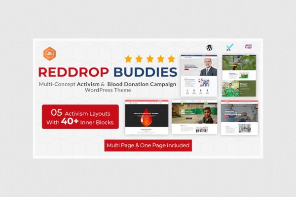 Reddrop Buddies – Multi-Concept Activism Theme WordPress Teması