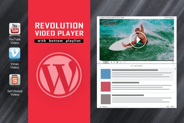 Revolution Video Player With Bottom Playlist WordPress Eklentisi