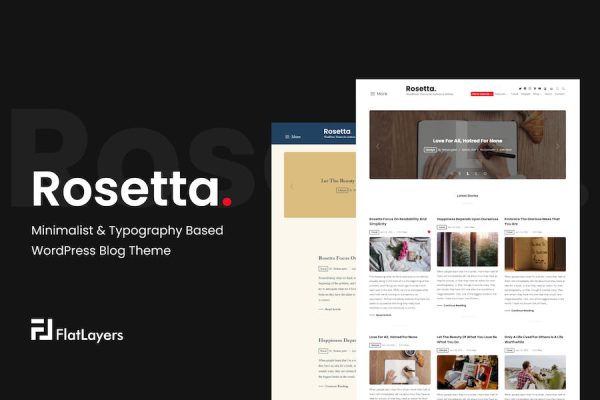 Rosetta - Minimal Typography  Blog Theme WordPress Teması