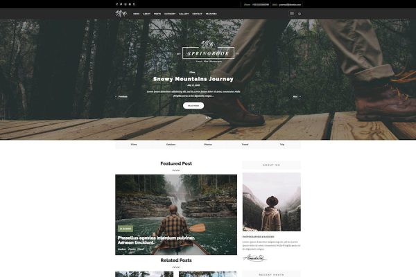 Springbook - Blog Travel Photography WP Theme WordPress Teması