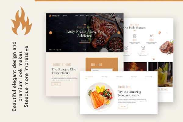 Steaque - Restaurant and Cocktail Bar  Th WordPress Teması