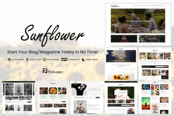 Sunflower - Modern  Blog Theme WordPress Teması