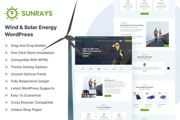 Sunrays – Solar Power & Green Energy  the WordPress Teması