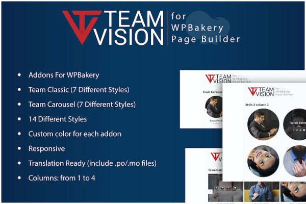 Teamvision - Team Addons for WPBakery Page Builder WordPress Eklentisi