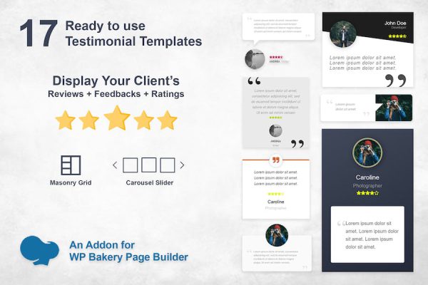 Testimonials Slider and Grid - WPBakery Addon WordPress Eklentisi