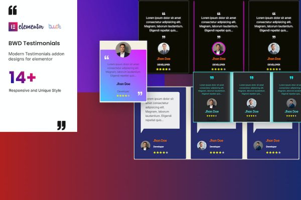 Testimonials addon for elementor WordPress Eklentisi