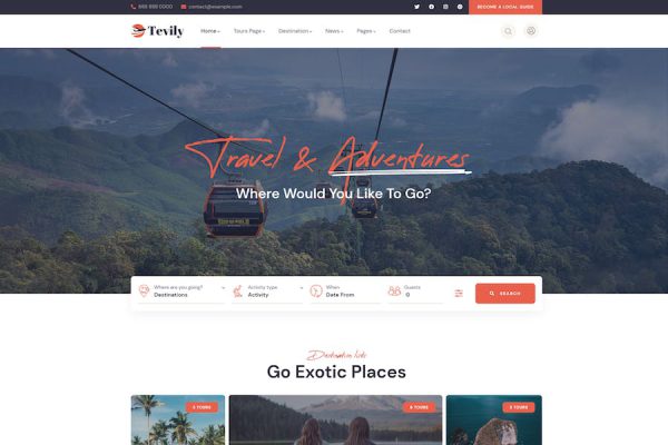 Tevily - Travel & Tour Booking WordPress Teması