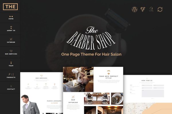 The Barber Shop - One Page Theme For Hair Salon WordPress Teması