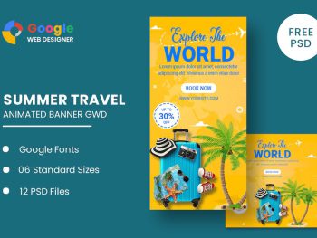 Traving World Animated Banner Google Web Designer Yazı Tipi