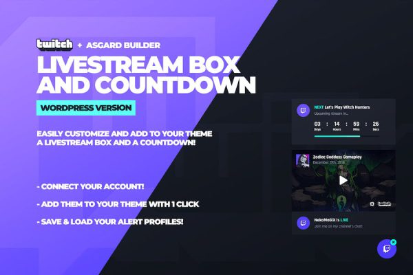 Twitch LiveStream Box and Countdown Plugin WordPress Eklentisi