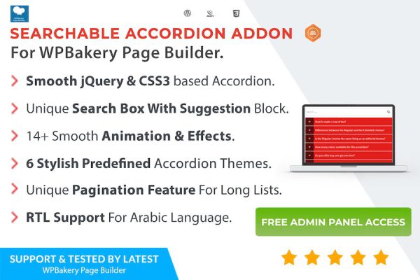 Ultimate Searchable Accordion - WPBakery Addon WordPress Eklentisi