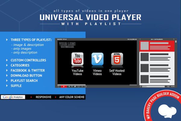 Universal Video Player for WPBakery Page Builder WordPress Eklentisi