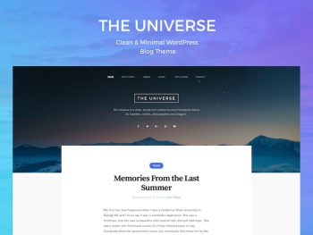 Universe - Clean & Minimal  Blog Theme WordPress Teması