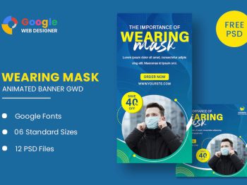 Wearing Mask Animated Banner GWD Yazı Tipi