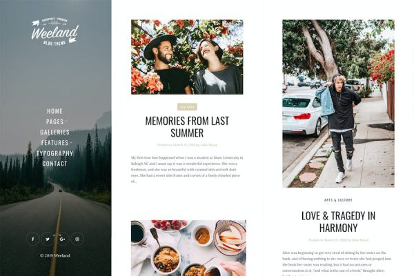 Weeland - Masonry Lifestyle  Blog Theme WordPress Teması