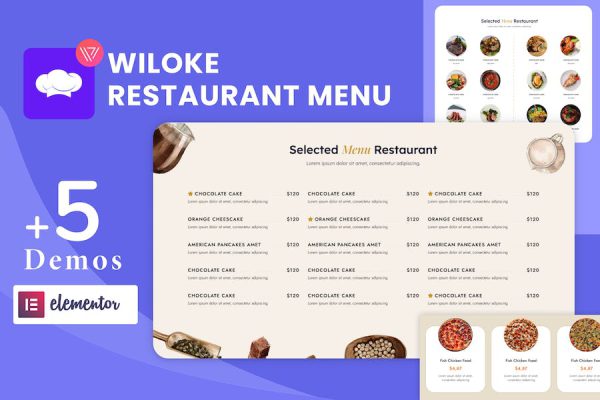Wiloke Restaurant Menu for Elementor WordPress Eklentisi