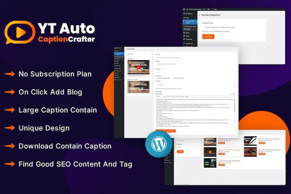 YTCaptionCrafter Video Content Generator WP Plugin WordPress Eklentisi