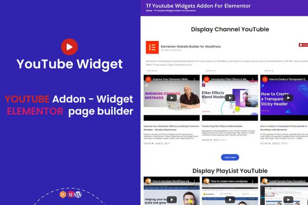 YouTube Widgets - Addon for elementor page builder WordPress Eklentisi