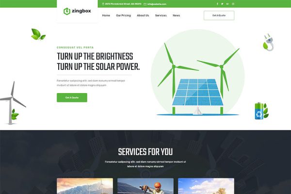 Zingbox – Wind & Solar Energy WordPress Teması