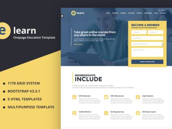 e-Learn - Onepage Bootstrap Education HTML Yazı Tipi